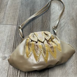 Vintage Egyptian Cairo handmade Dr B Handbag pu leather tan reptile purse